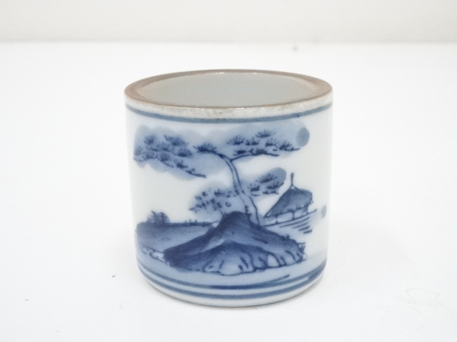 JAPANESE TEA CEREMONY / FUTA OKI(LID REST) / UNDERGLAZE BLUE / SCENERY